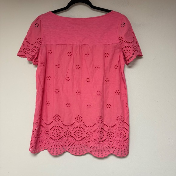 Boden Pink Cotton Eyelet Embroidered Short Sleeve Top J0386 US 8 - Picture 7 of 8
